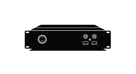 Obraz premium Black audio amplifier device with multiple input and output ports