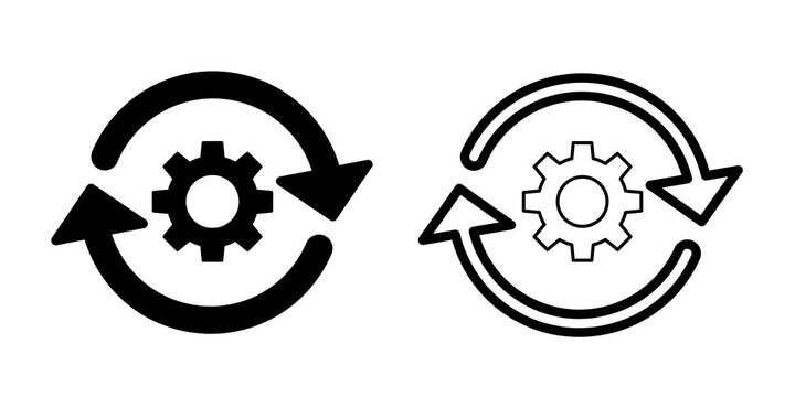 Gear icons, workprocess, gera with recycle, working flow,