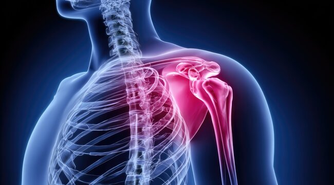 Human Shoulder Anatomy and Pain Illustration.