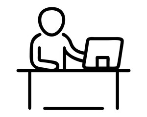 Fototapeta premium Office Employee Working on Desktop Icon