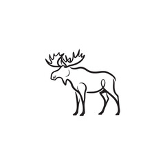 Majestic moose with impressive antlers in bold black outline