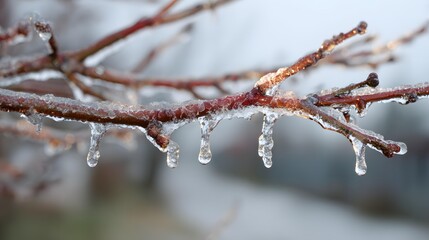 frozen branches with ice coating