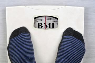 Concept de BMI avec un p&egrave;se-personne