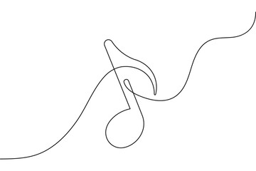 Obraz premium Music note icon in single line art style for minimalist design