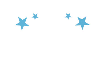 Obraz premium A light blue star is situated on a transparent background.