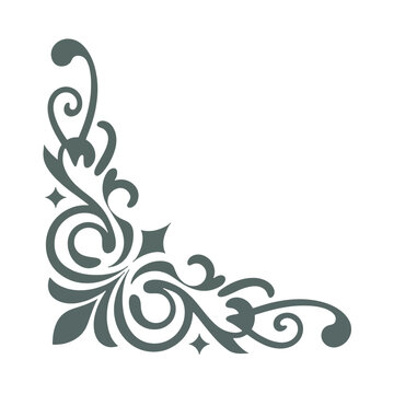 Elegant Corner Flourish: A sophisticated corner flourish, rendered in a serene and earthy hue, ready to add a touch of timeless elegance and refined artistry to your creative endeavors.