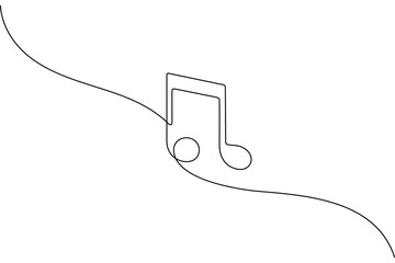 Obraz premium Music note icon in single line art style for minimalist design