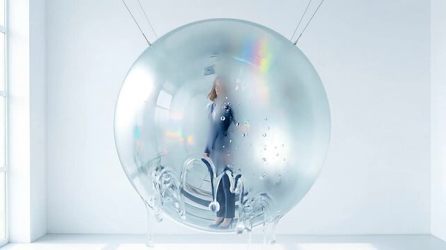 Businesswoman Mirror Sphere Reflections