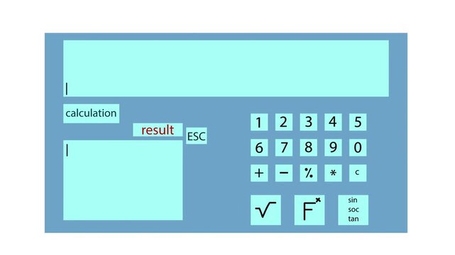 A schematic representation of a calculator with flashing bars, text carets, or text cursors. A sunburst stripe also runs across the gadget.