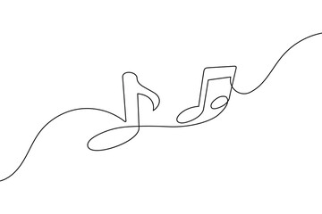 Obraz premium Minimalist illustration of two musical notes in continuous line