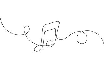 Fototapeta premium Music note icon in single line art style for minimalist design