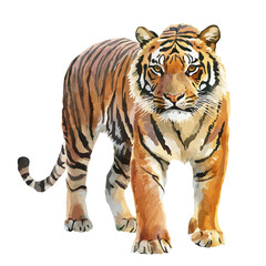 Fototapeta premium Watercolor illustration vector of Tiger, isolated on a clean white background.