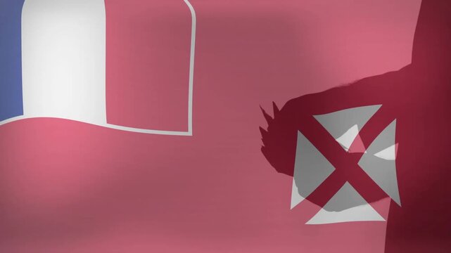 Off-frame light casting hand shadow entering holding phone rotating tapping interacting with red X