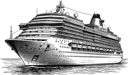Detailed luxury cruise ship vector illustration for ocean travel coloring pages and maritime vacation designs © Mominul
