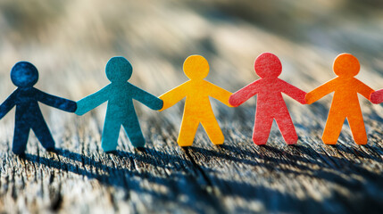 Paper cut colorful people, inclusion, community childhood concept