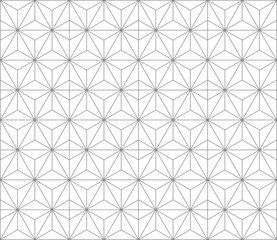 Asanoha Japanese geometric hemp leaf pattern. Symbol of strength, rapid growth and protection. Timeless ornamental design used in textiles, architecture, packaging and decorative backgrounds. Vector.