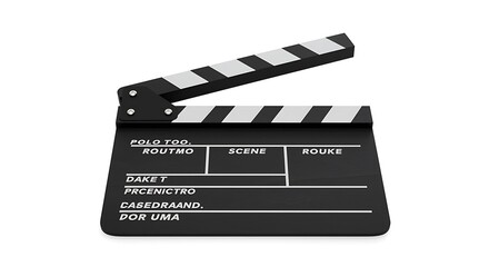 Fototapeta premium Movie clapperboard with scene and take labels isolated on clear background