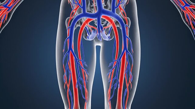 Detailed view of human abdominal circulatory system