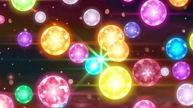 ラグジュアリーな虹色輝きモチーフとキラキラのパーティ宝石が落ちてくるコンサート向き背景	
