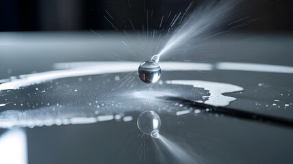 Cleaning mist hitting dirty glass surface - Ideal for hygiene brands.