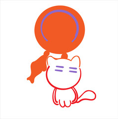 Fototapeta premium Cute Cat With Headphones Abstract Line Art Vector Illustration