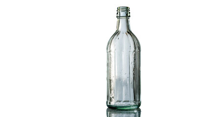 Clear glass bottle stands upright isolated on transparent background © Hanna