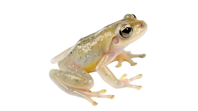 A frog is resting, showing its body and eyes clearly. isolated on transparent background