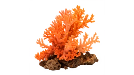 Fototapeten Korallenriff Bright orange coral on a rock isolated on transparent background  © Hanna