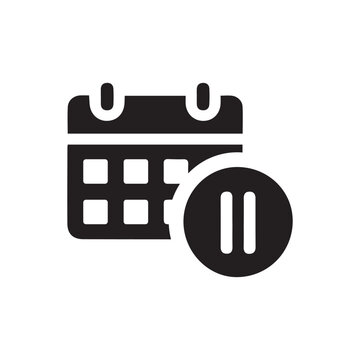 Calendar pause subscription billing control icon silhouette