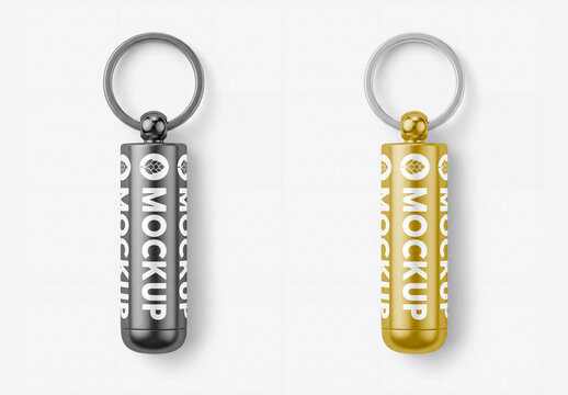 Metal Capsule Keychain Mockup