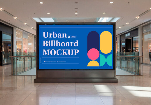 Large Horizontal Digital Screen in Shopping Center