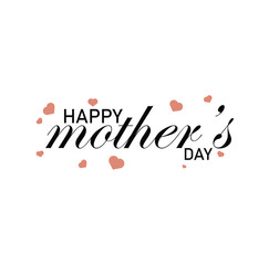 Happy Mothers Day typography design with decorative hearts isolated on white background
