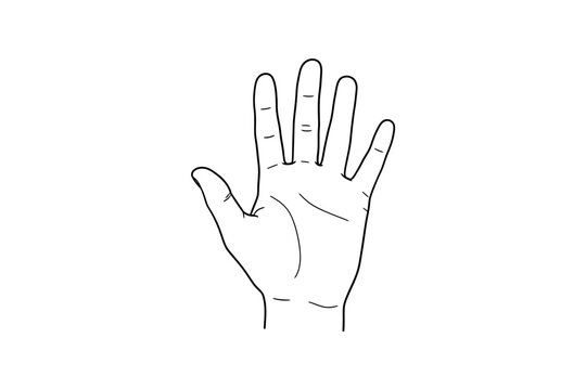 A simple line drawing of a human hand with fingers extended