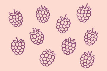 Raspberry pattern hand drawn doodle vector illustration © Victoria
