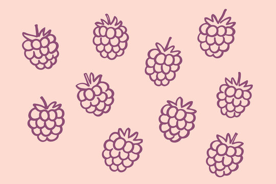 Raspberry pattern hand drawn doodle vector illustration