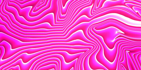 Neon pink abstract topographic swirl background with glowing contour lines. Modern landscape gradient lines Wavy backdrop