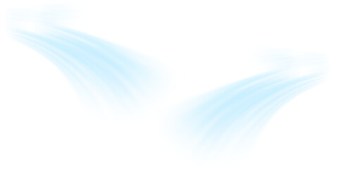 Air flow set of vector elements on a white background. Abstract light effect blowing from an air conditioner, purifier or humidifier. Dynamic blurred flow motion