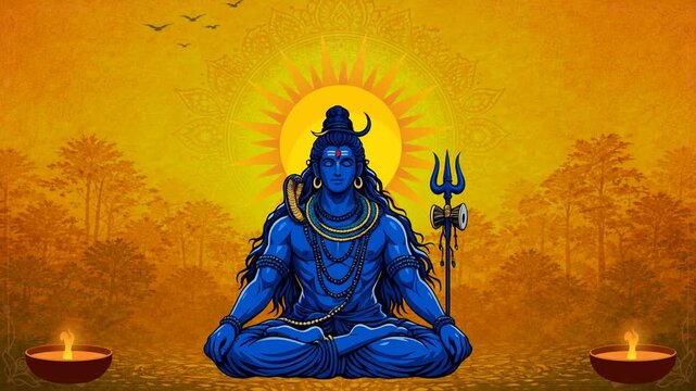 Hindu God Shiva Meditation Animated Spiritual Background
