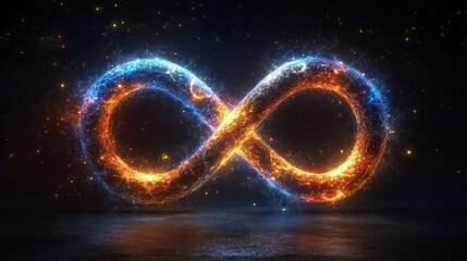 Abstract art striking composition of vibrant orange and deep blue circular forms.