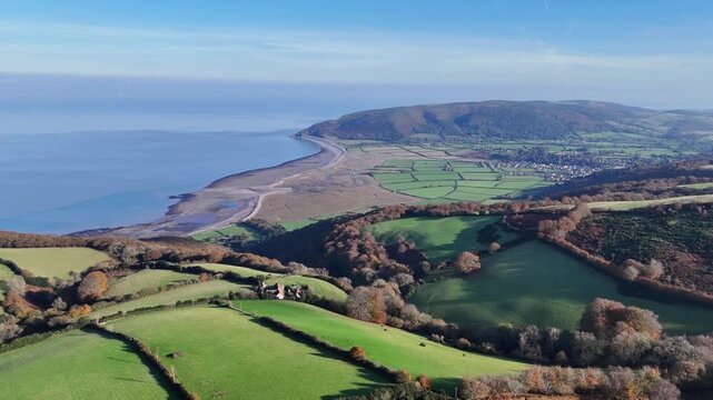 A beautiful aerial view over Exmoor from a drone 4K video