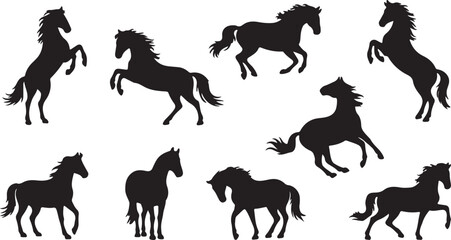 Obraz premium Collection Of Silhouette Horses In Various Dynamic Poses
