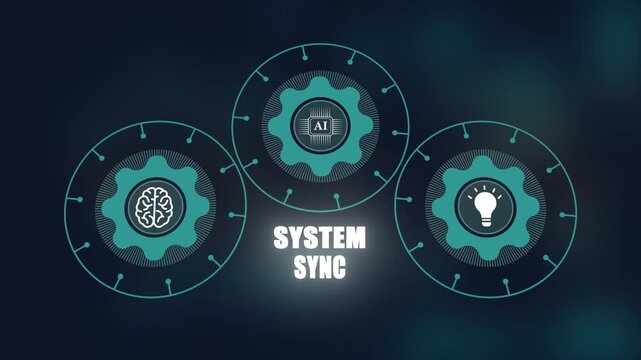 Artificial intelligence system sync concept, digital brain neural network, smart chip integration, futuristic innovation idea with bulb, machine learning automation technology.