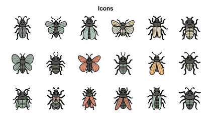 Collection of cute cartoon insect icons © Oke-STOCK