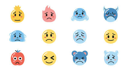 Cute cartoon emoji faces showing a range of emotions
