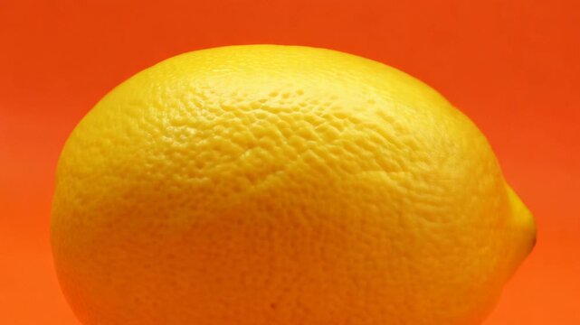 Zesty Citrus: A single, vibrant lemon, presented in sharp focus, embodies freshness against an eye-catching orange backdrop.