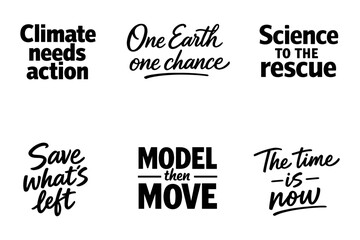 Fototapeta premium Inspirational climate change slogans highlighting urgent environmental action
