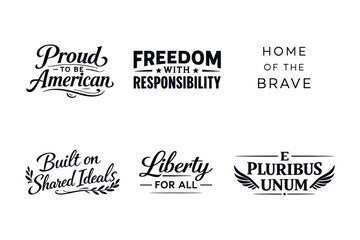 Fototapeta premium Patriotic phrases and symbols reflecting american values and ideals