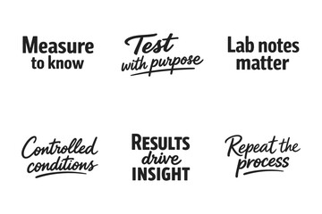 Fototapeta premium Inspirational science quotes: measure, test, lab notes, conditions, results, repeat