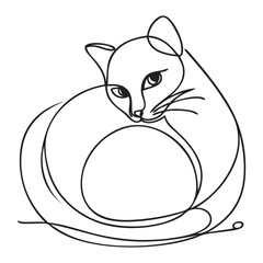 Cat continuous line drawing. One line vector drawing.
