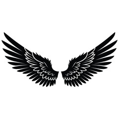Obraz premium Black Angel Wings Silhouette